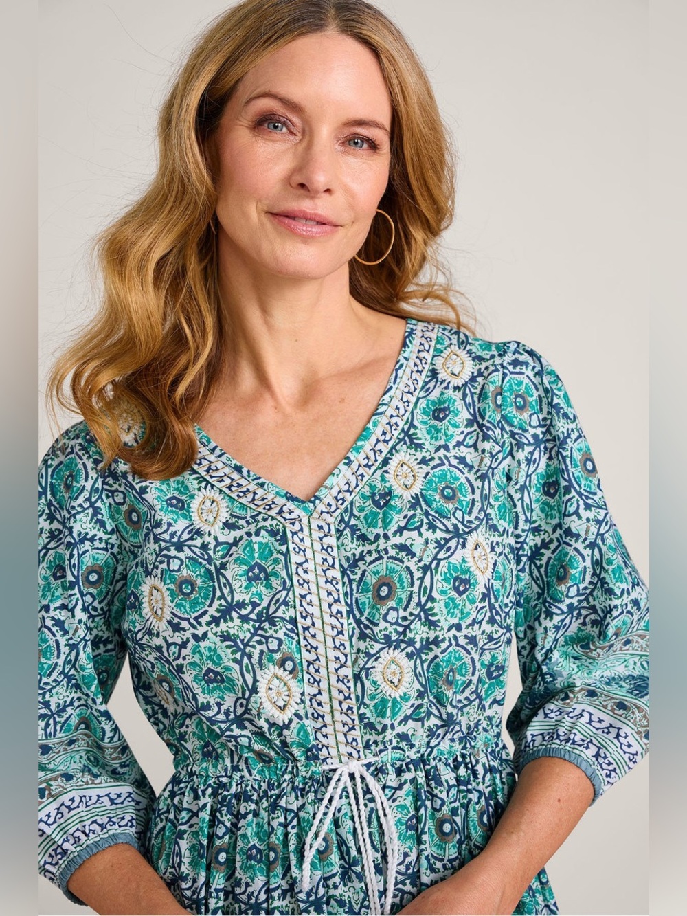 Soft Surroundings Nerissa Dress Abstract Floral Dress Size XL Coastal Boho - Picture 2 of 15